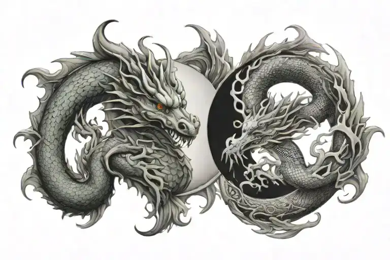 Dragon And Yin Yang Symbol