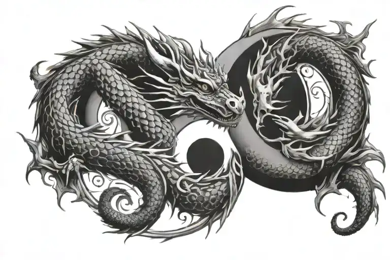 One Dragon And Yin Yang Symbol