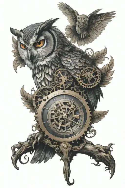Owl Clockwork Mechanism Symbolizing Wisdom