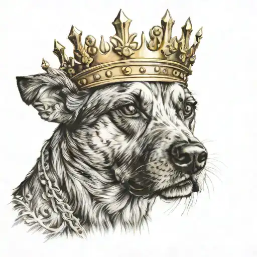 A Realistic Portrait Of A Dog With A Golden Crown