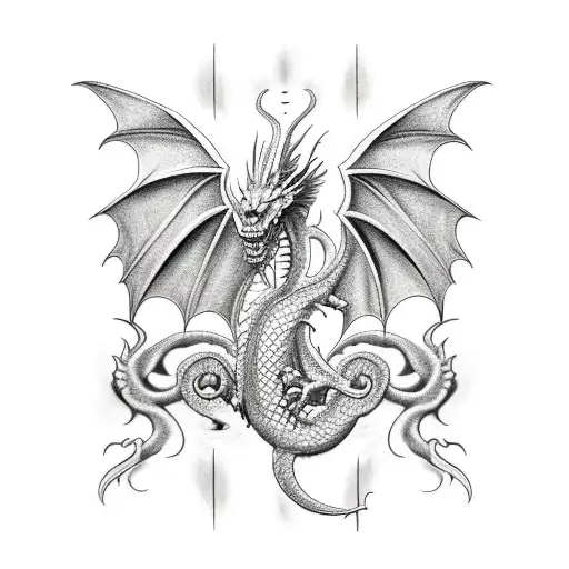 Dragon Playing At Guitar