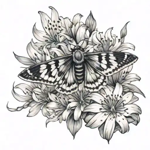 Moth With Spider Lilies