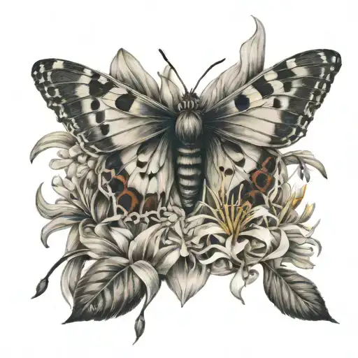 Moth With Spider Lilies Around