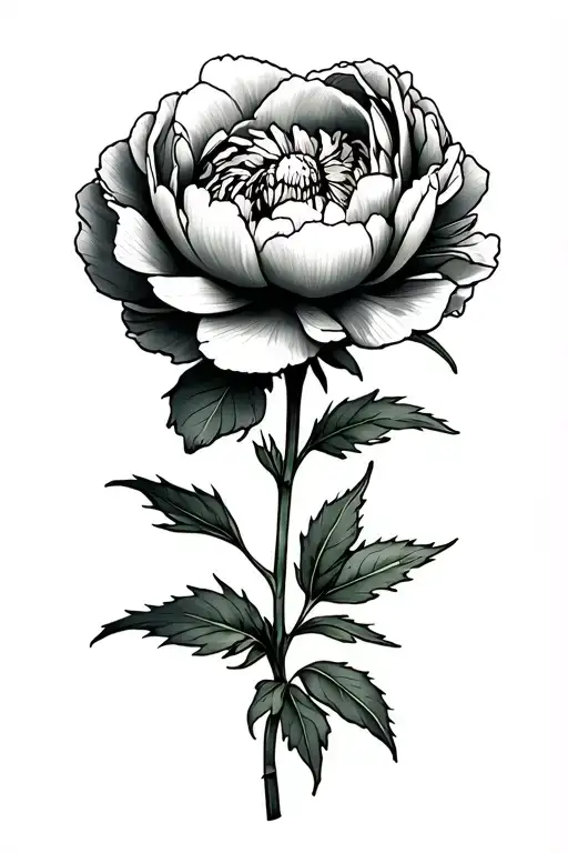 Field Journal Style Peony Tattoo With A Flash Of Anime