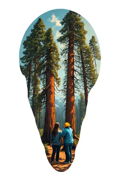 Two People Experiencing The Giant Sequoias For The First Time
