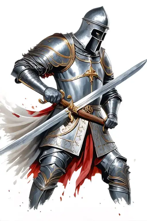 Crusader Knight Holding A Sword