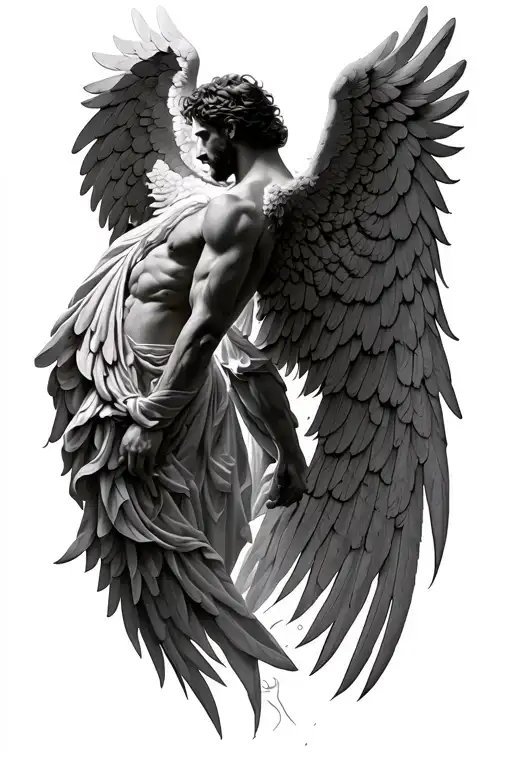 Gaurdian Angel Wings Male Looking Down