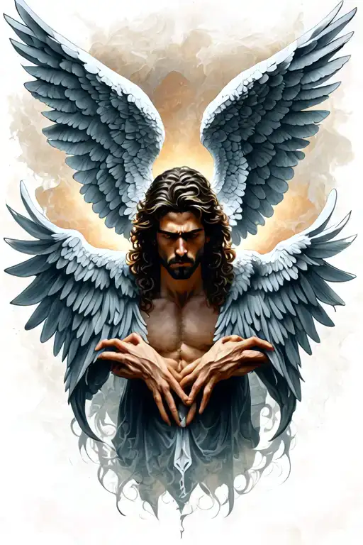 Gaurdian Angel Wings Male Looking Down