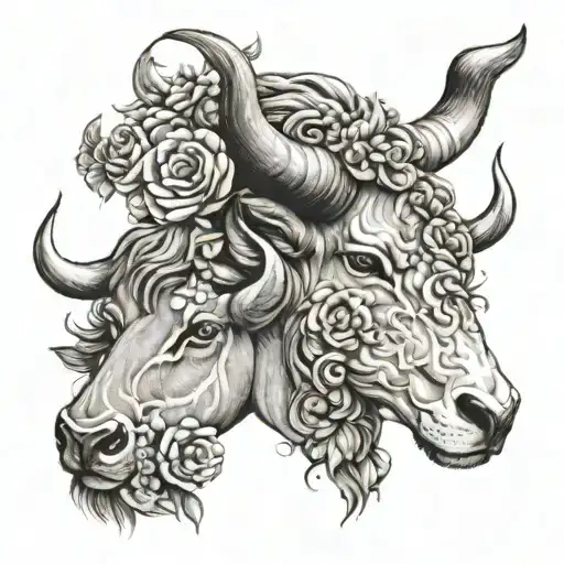 Leo And Taurus Feminine Tattoo Design