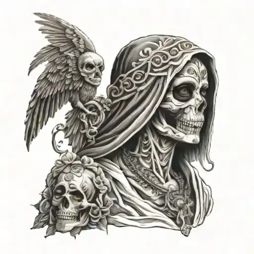 Tattoo That Represents Love Protection With A Realistic Santa Muerte