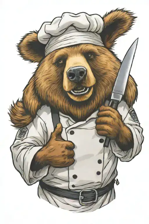 Chef Bear Thumbs Up With Chef Knife