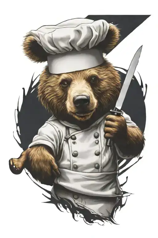 Chef Bear Thumbs Up With Chef Knife