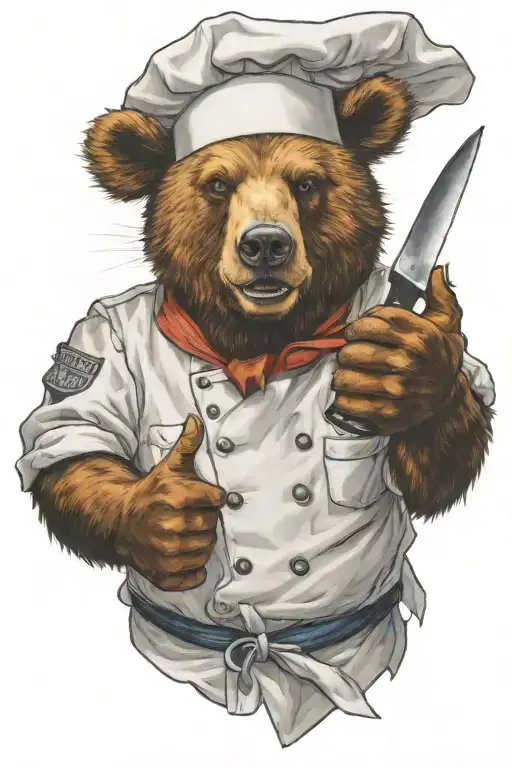 Chef Bear Thumbs Up With Chef Knife