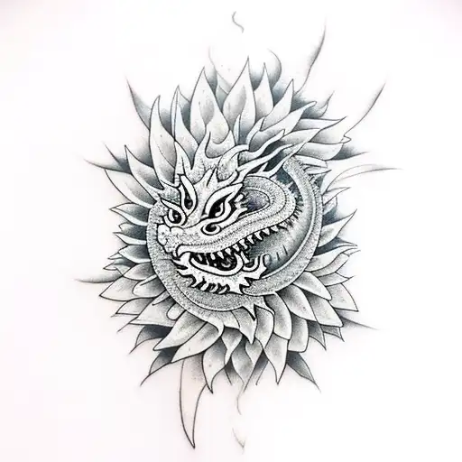 Dragon With Sunflowers