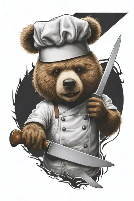 A Sarcastic Teddy Bear Who Is A Professional Chef Holding A Chef Knife