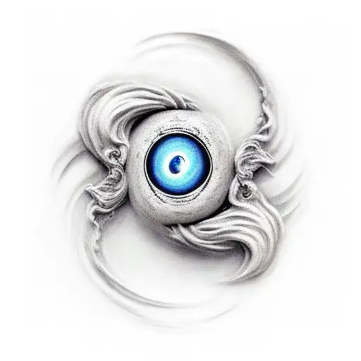 Female And Male Esculptures With A Black Hole Between Them