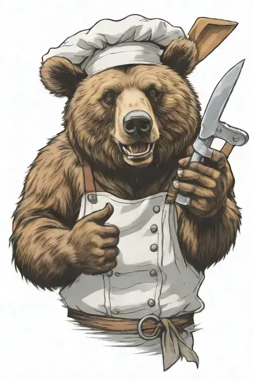 Bear Chef Giving Thumbs Up With Chef Knife