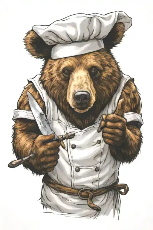 Bear Chef Giving Thumbs Up With Chef Knife