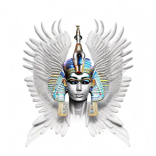 An Egyptian Goddess With Edm-inspired Headdress And A Cosmic Background