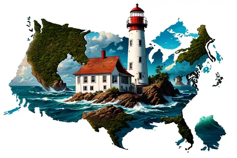 Lighthouse Coming Out Of A Map