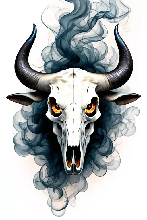 Bull Skull With Smoke And Glowy Eyes