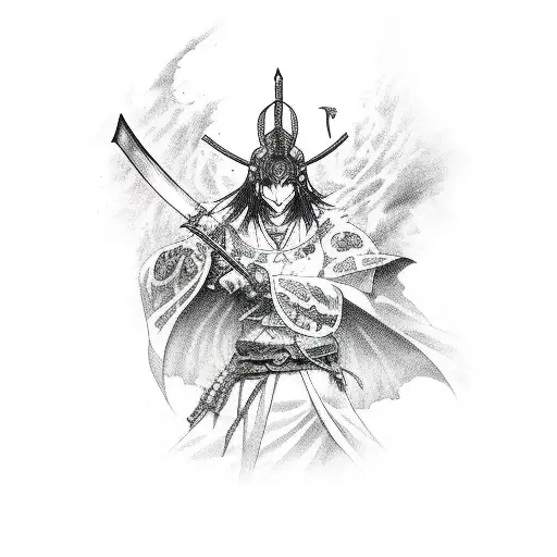 Anime-inspired Dark Fantasy Scene With A Powerful Warrior Wielding A Sword