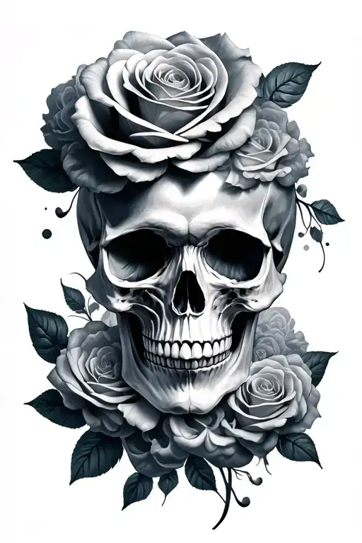 Skull Clouds Roses