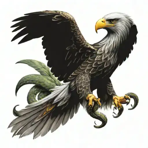 Fierce Eagle Catching Snake