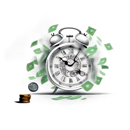 A Clock With Money And Football