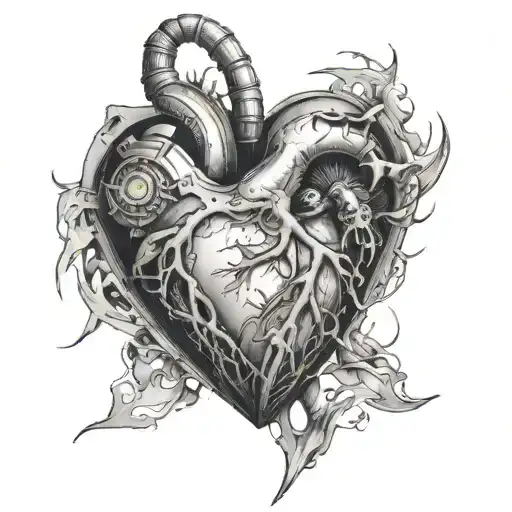 Scifi Broken Heart Tattoo With Empty Space