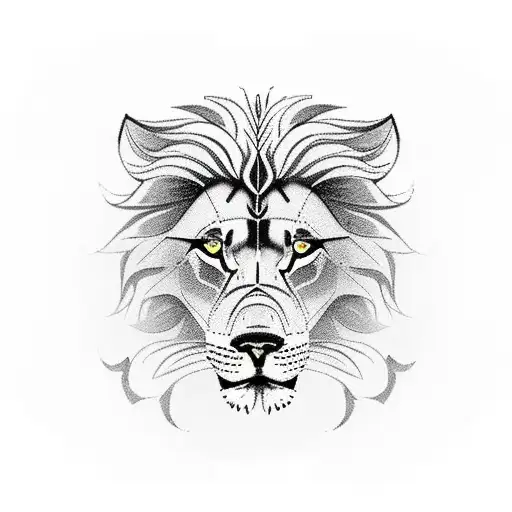 Lion And Wolf Merged In A Jungle With Flowers In The Background And Spears With Arrows