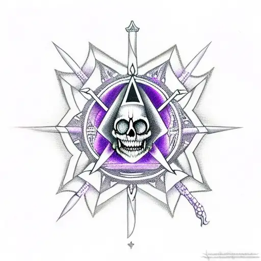 Purple Knife With Skull And Pentagram