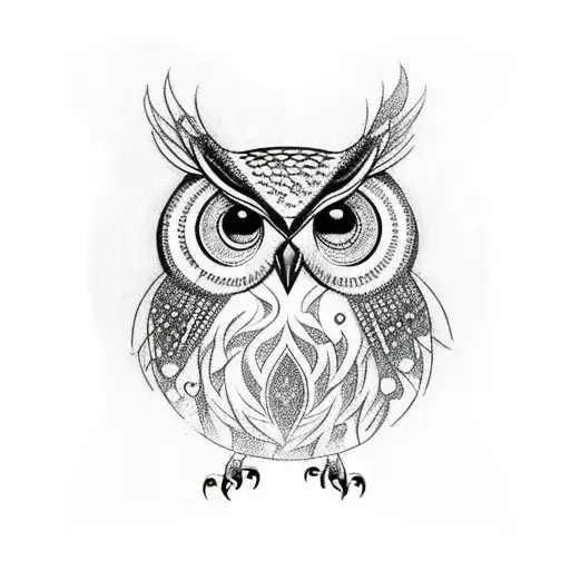 Owl And Mandala And Dark