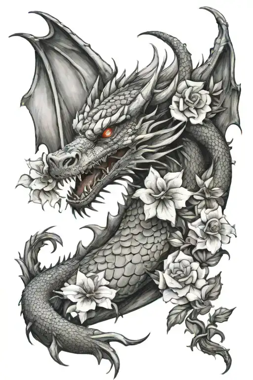 Dragon And Flowers