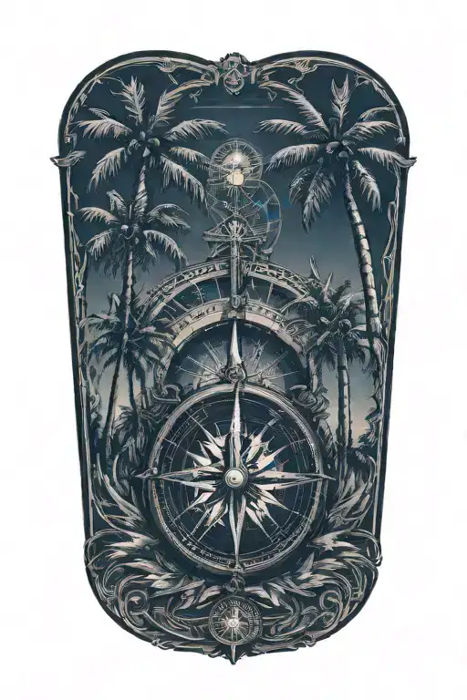 Compass And Palm Trees