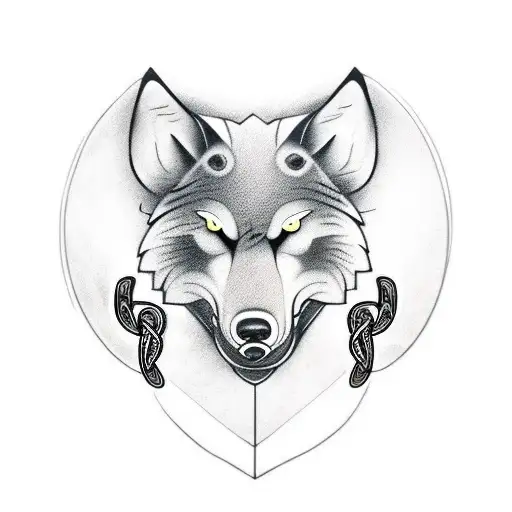 Incorporate Nordic Viking Runes Into A Black-grey Wolf