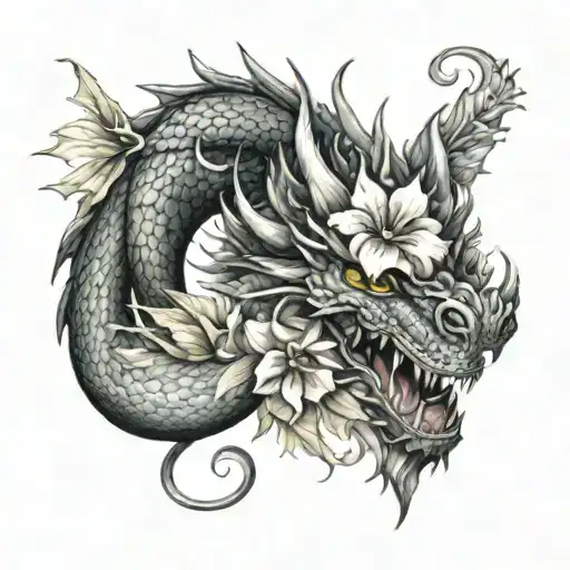 Dragon With Flowers