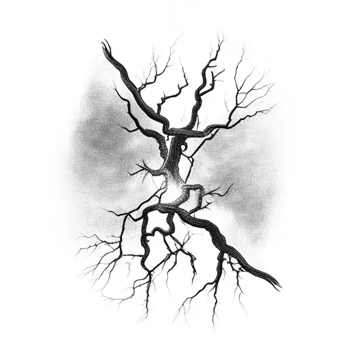 Lightning Strikes In Big Tree