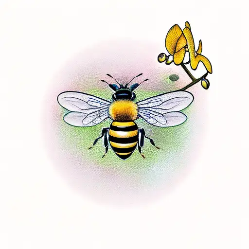 Bee Flying To Orchids In The Distance