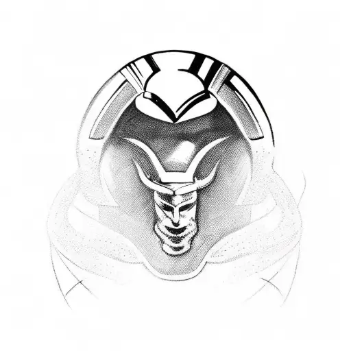 Loki From Norsk Mythology In Helmet Viewed From Left