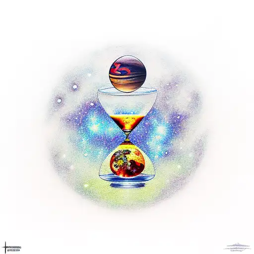 Hourglass Filled With Stars And Planets