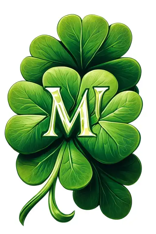 4 Leaf Clover With Celtic Letter M In The Middle