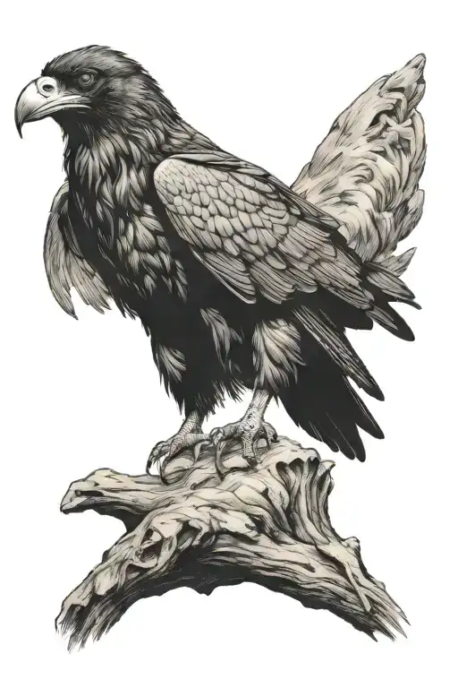 Raven Perched Vulture Menacing