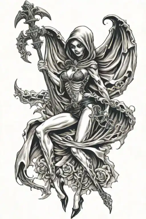 Female Grim Reaper Pinup Sexy Woman Who Has Confidence Full Body