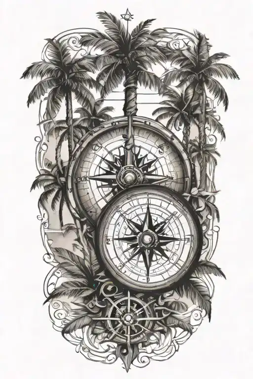 Compass And Palm Trees