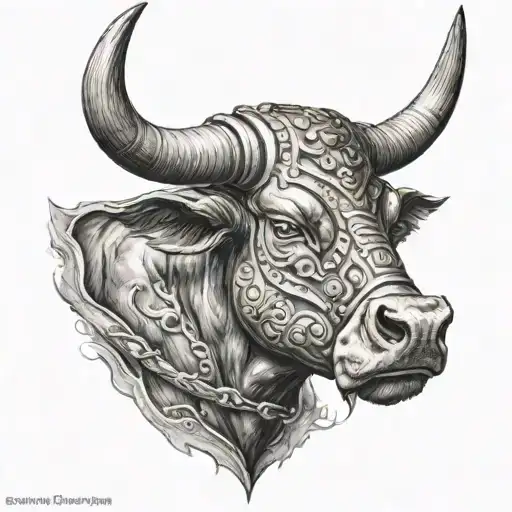 Bull With Gladiator In The Back