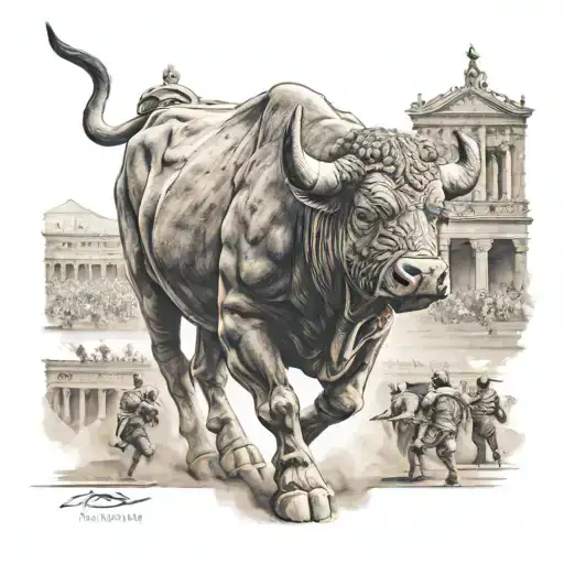 Bull With Gladiator In The Background