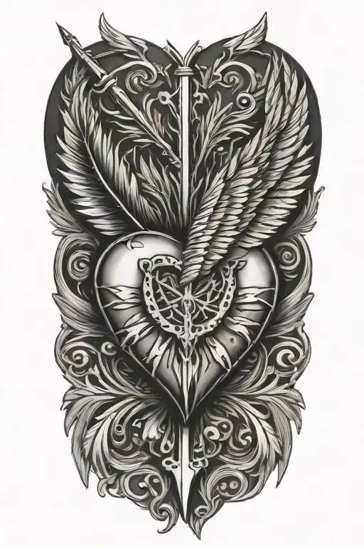 Heart With Arrow With Feather