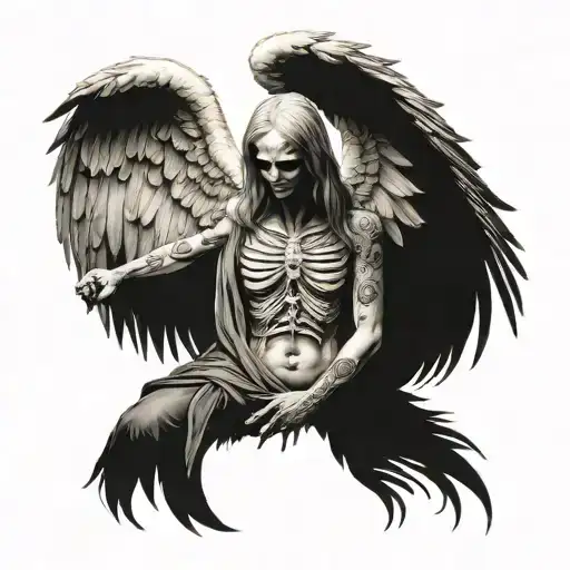 Angel Of Death With Open Wings Acient Mythology