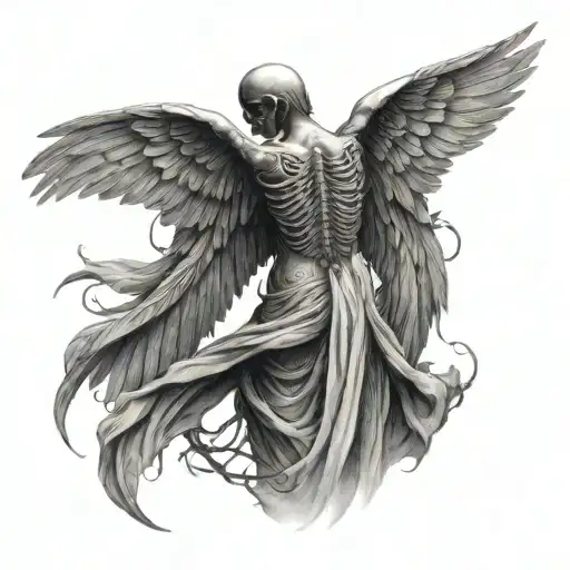 Angel Of Death With Open Wings Acient Mythology For Back Of Thre Neck